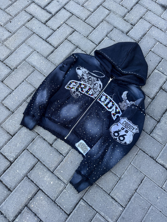 Cycles Rhinestone Hoodie (Black)