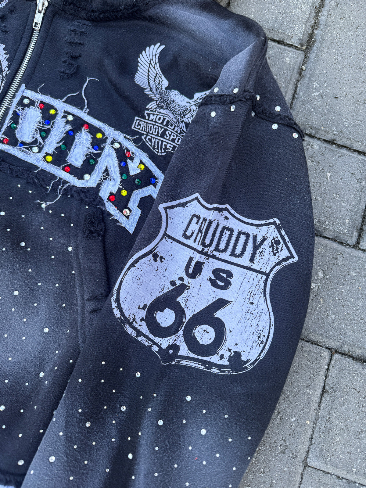 Cycles Rhinestone Hoodie (Black)