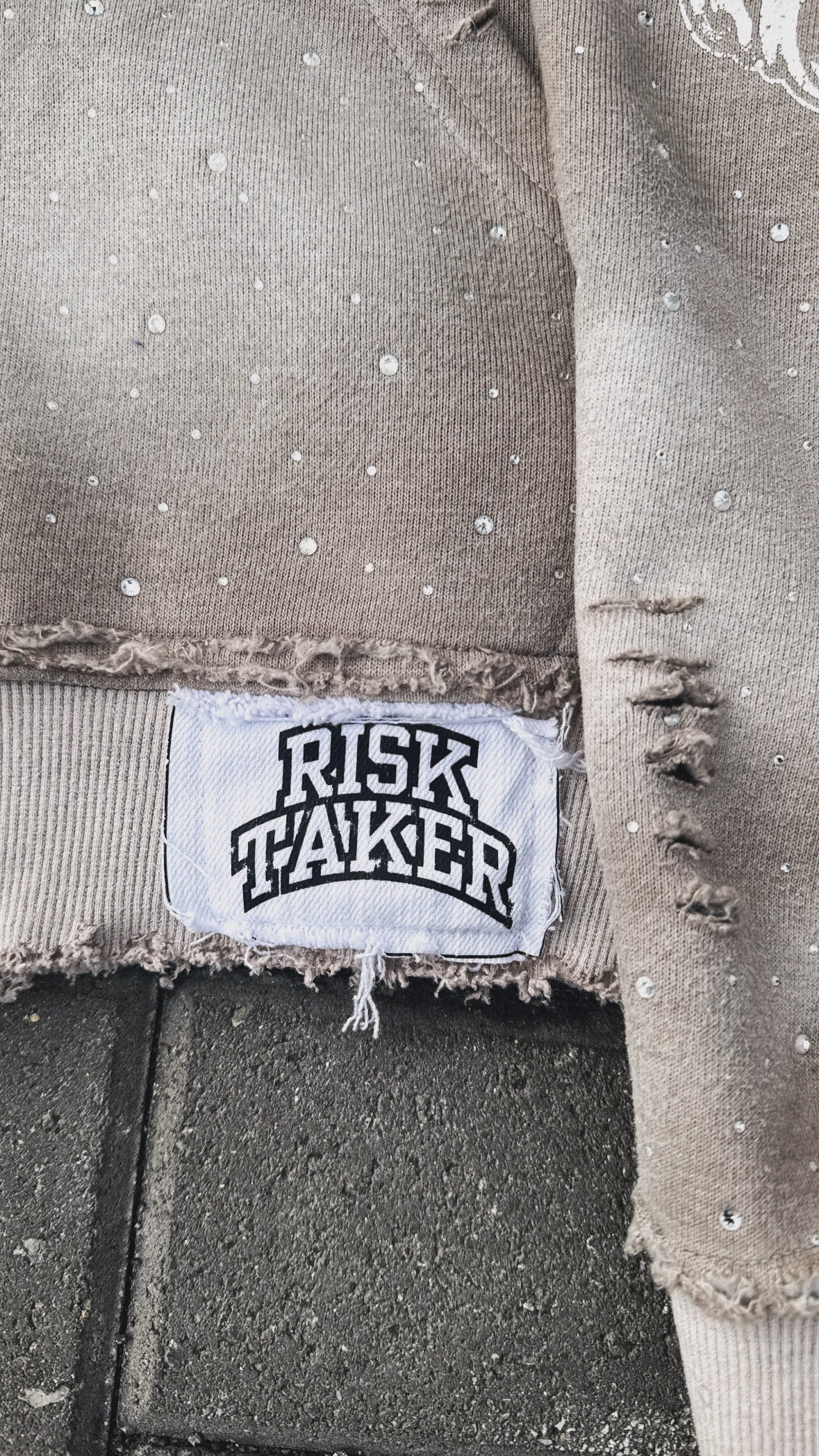 Risk Taker Rhinestone Hoodie (Grey)
