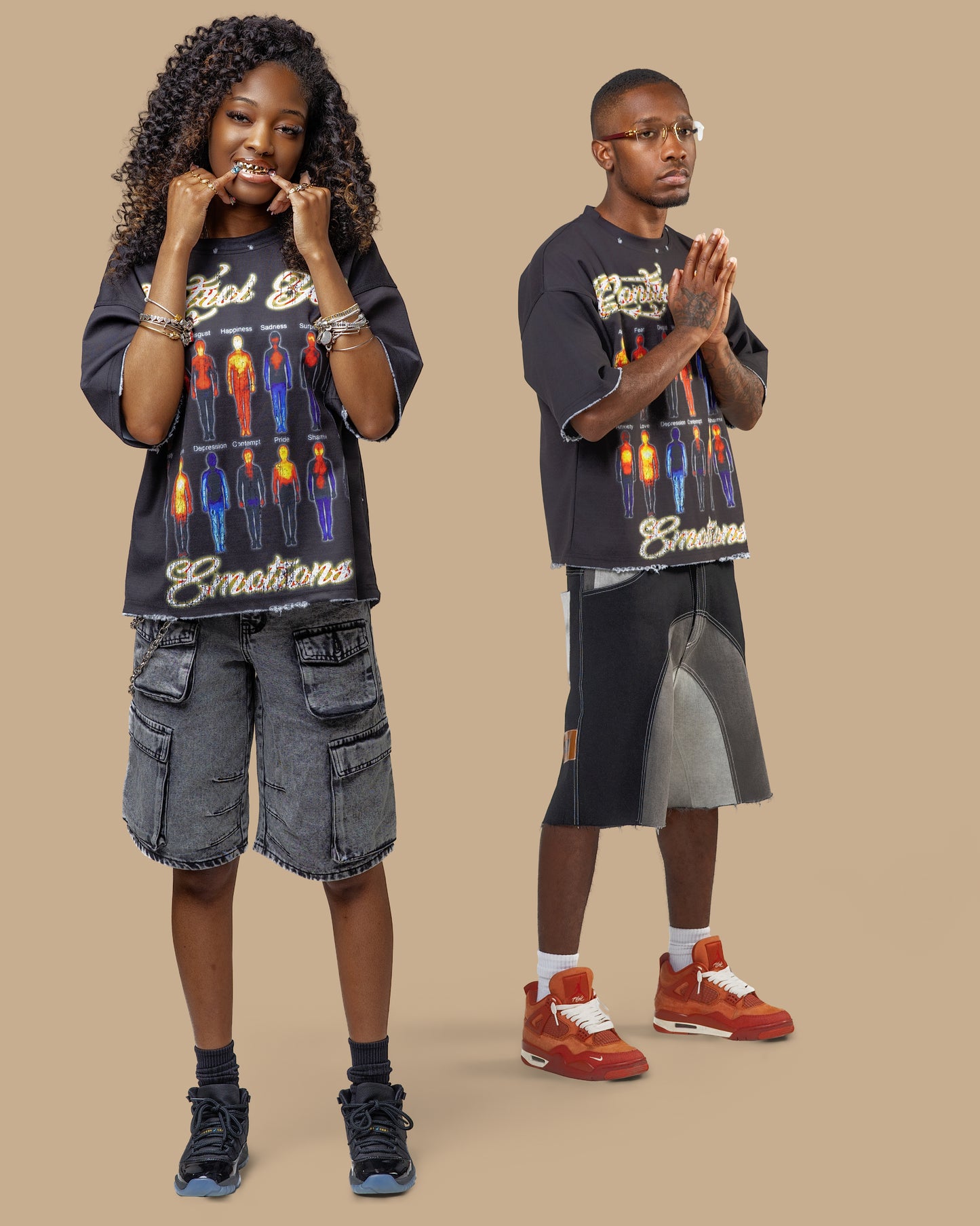 Tri-Tone Denim shorts (Black)
