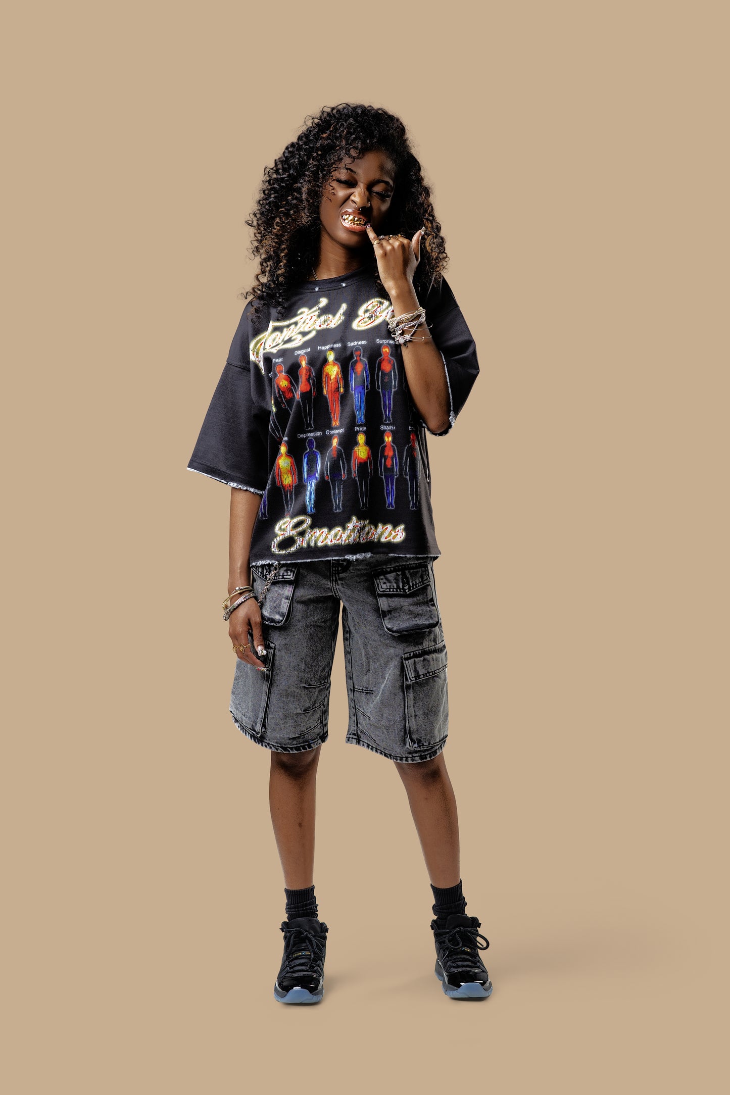 Control Your Emotions T-shirt (Black) with rhinestones