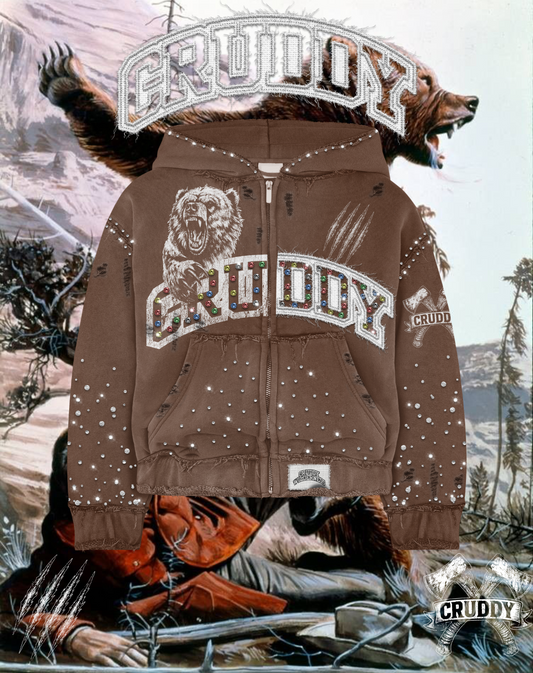 Wilderness Rhinestone Hoodie (Brown)
