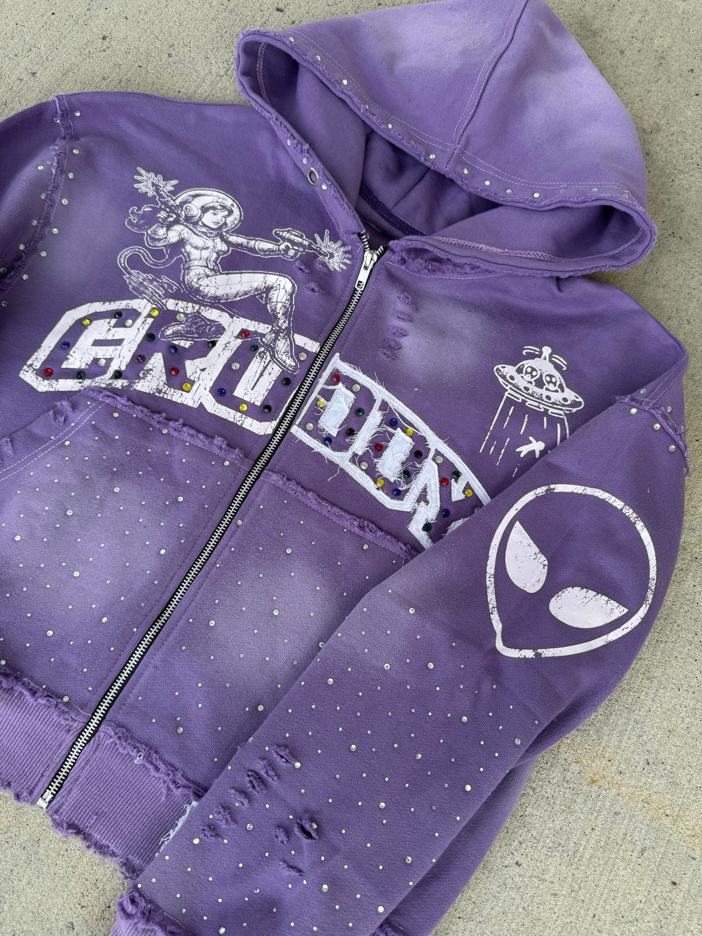 Cosmos Rhinestone Hoodie (Lavender)