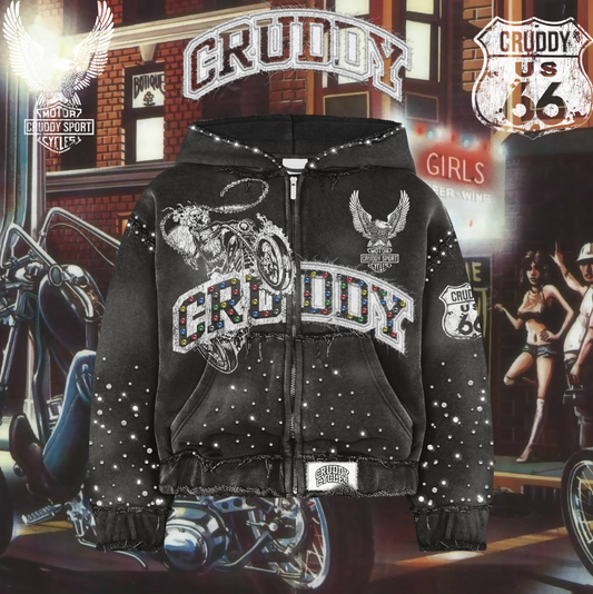 Cycles Rhinestone Hoodie (Black)