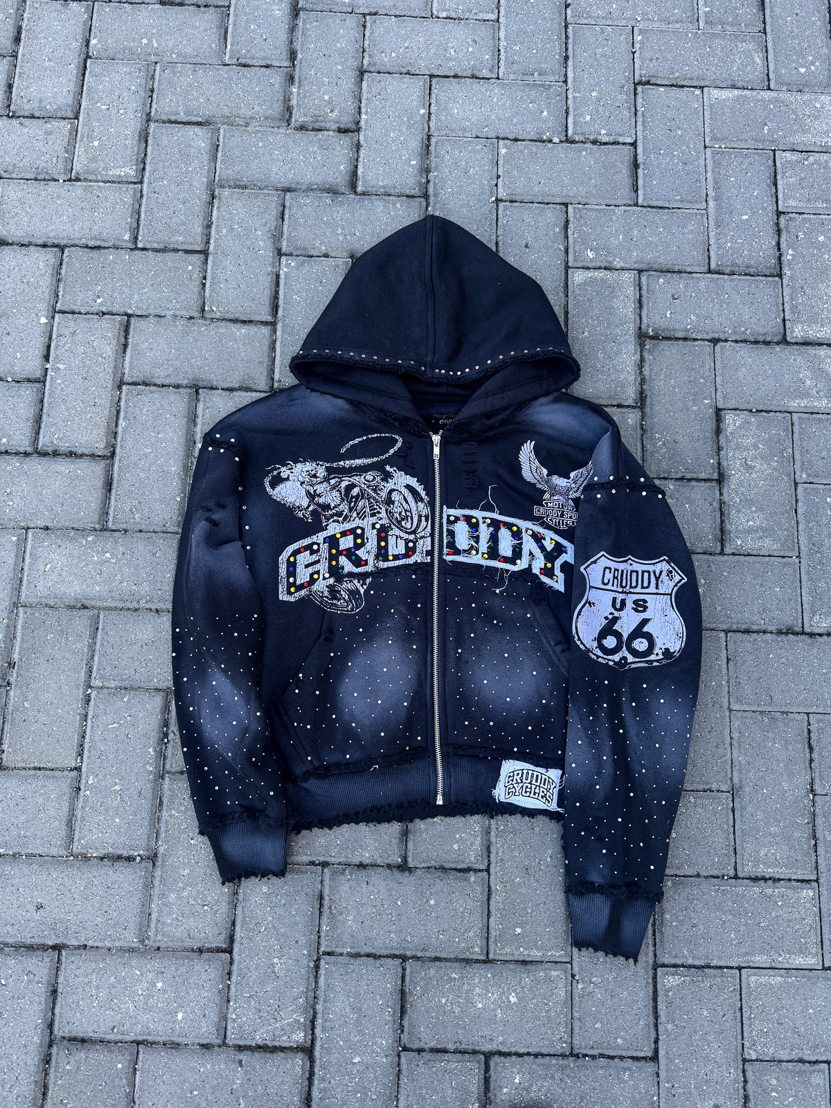 Cycles Rhinestone Hoodie (Black)
