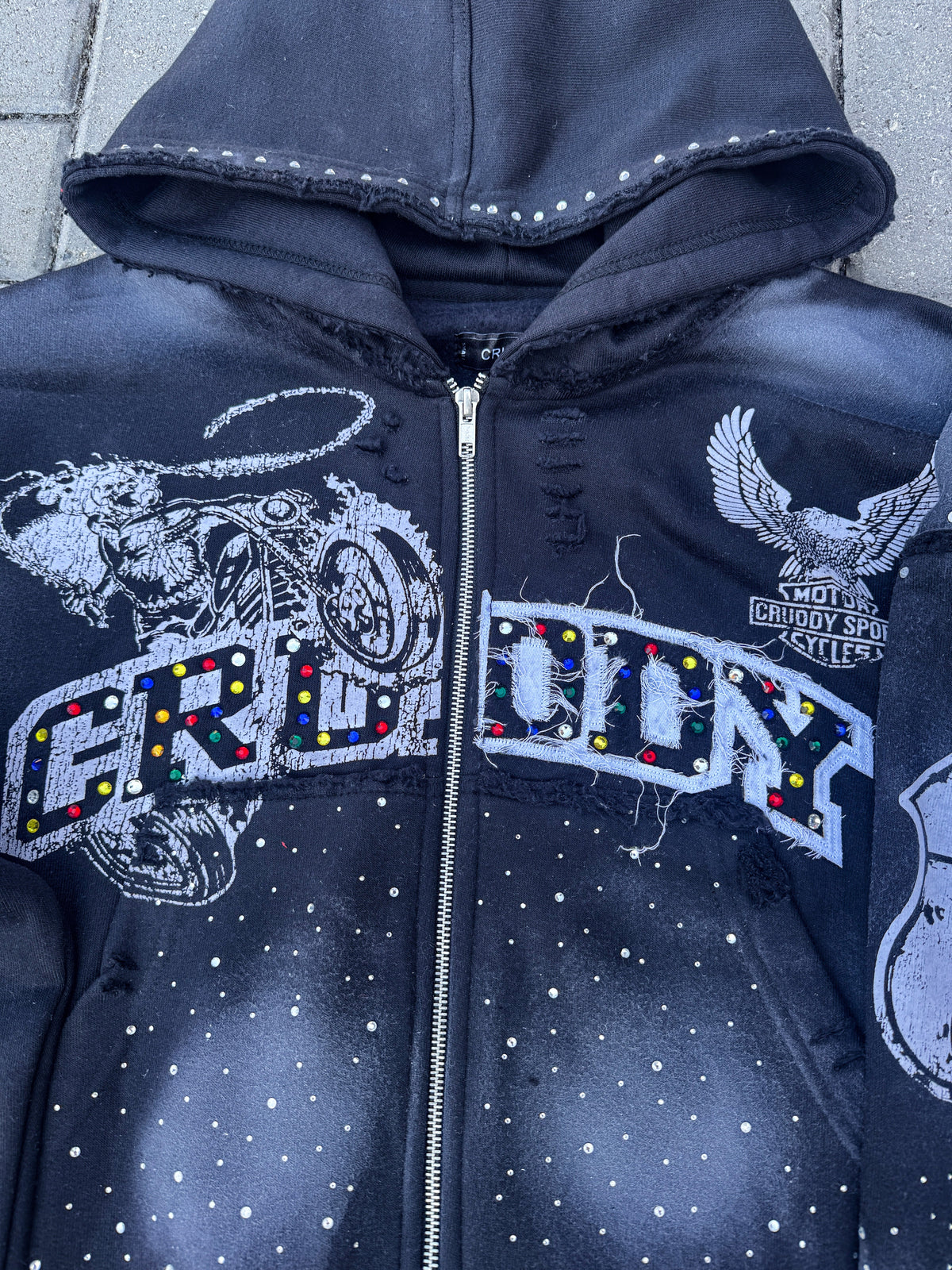 Cycles Rhinestone Hoodie (Black)