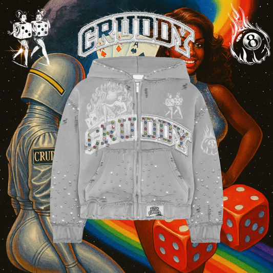 Risk Taker Rhinestone Hoodie (Grey)