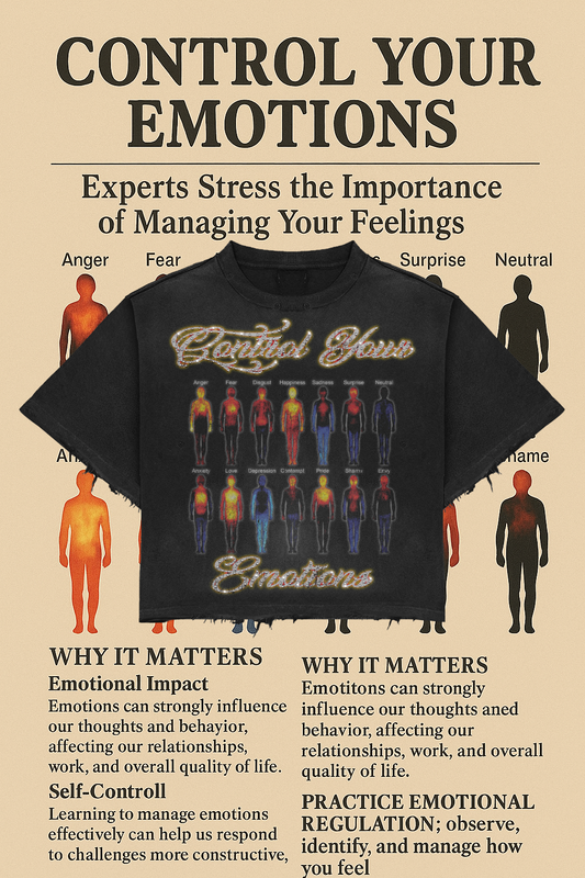 Control Your Emotions T-shirt (Black) with rhinestones